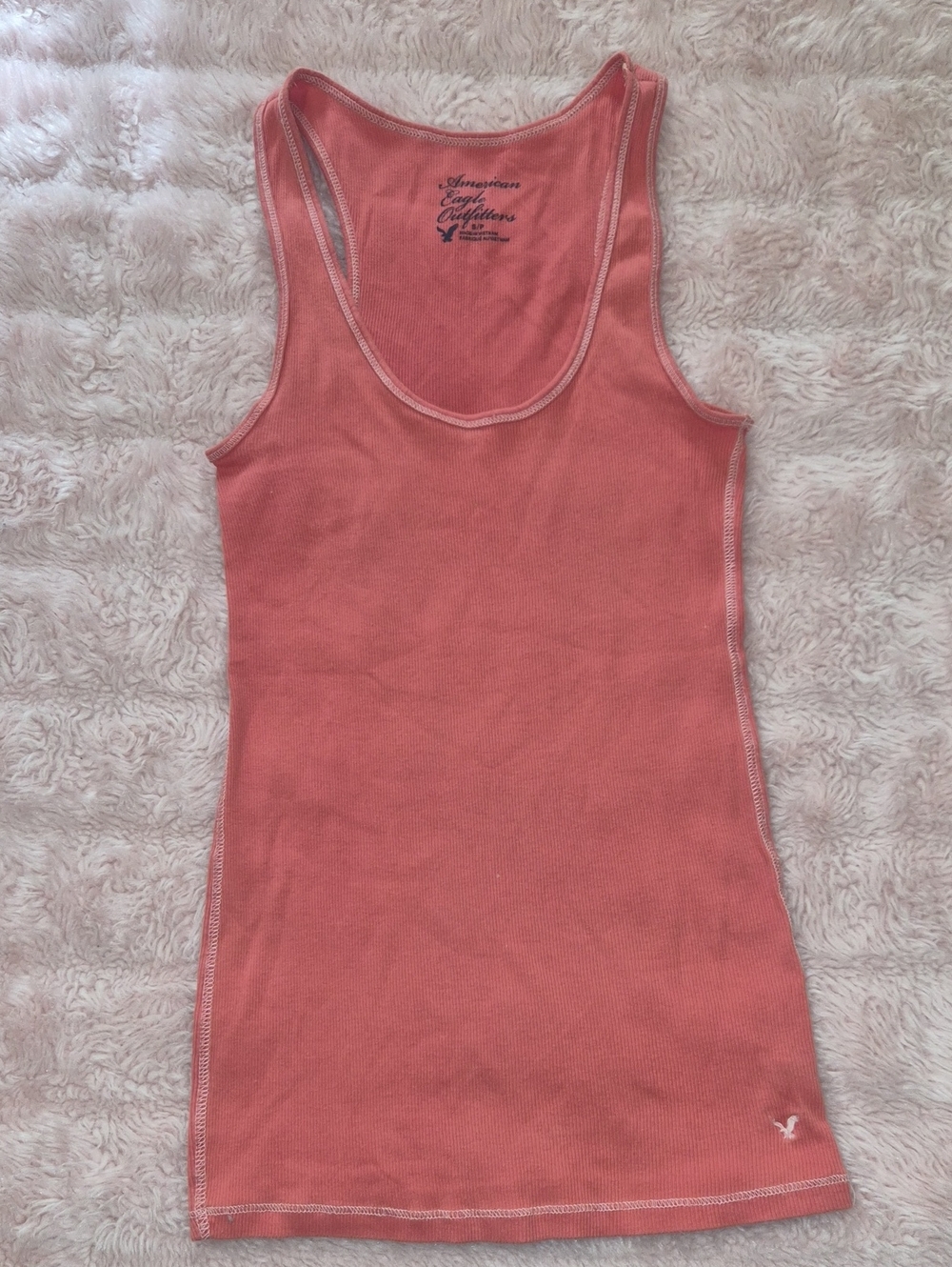 American Eagle Outfitters Coral Ribbed Scoop Tank